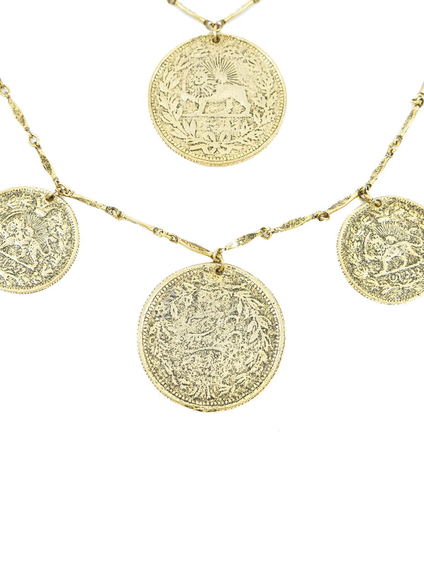 1960s Goldtone Tiered Coin Necklace Accessory arcadeshops.com