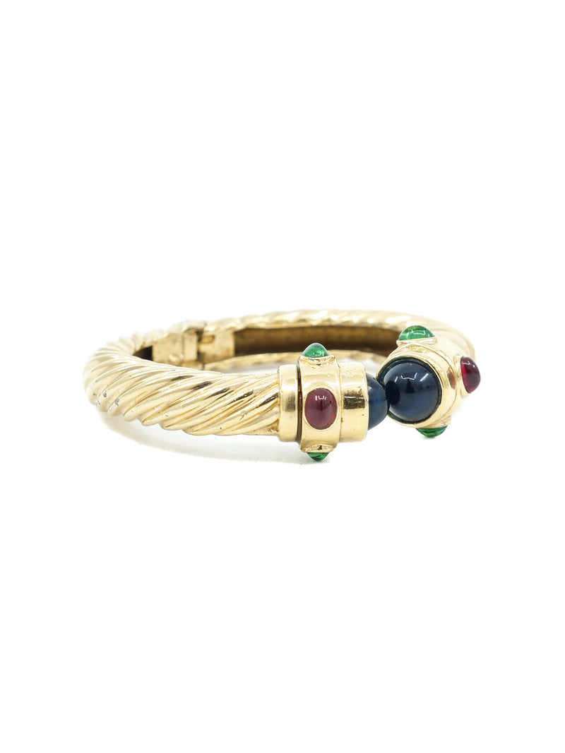 Blue Cabochon Accented Clamp Bangle Accessory arcadeshops.com