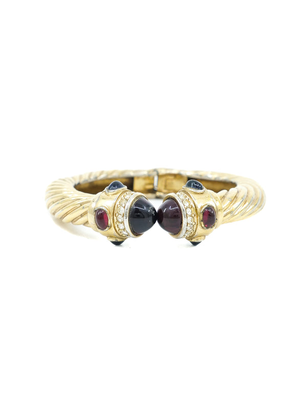 Purple Cabochon Accented Hinged Bangle Accessory arcadeshops.com