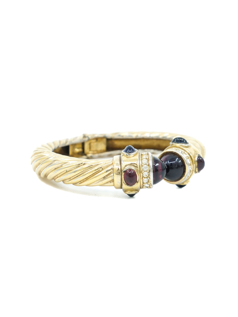 Purple Cabochon Accented Clamp Bangle Accessory arcadeshops.com