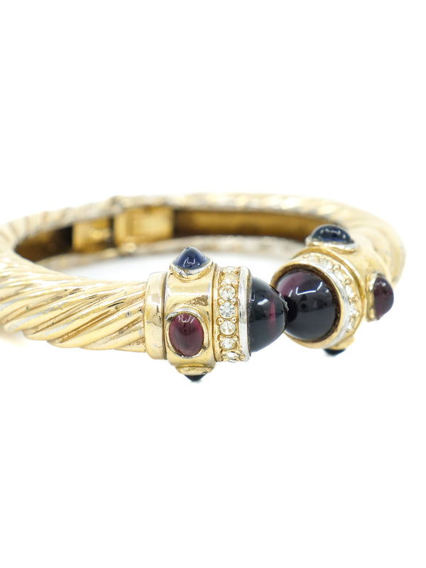 Purple Cabochon Accented Hinged Bangle Accessory arcadeshops.com