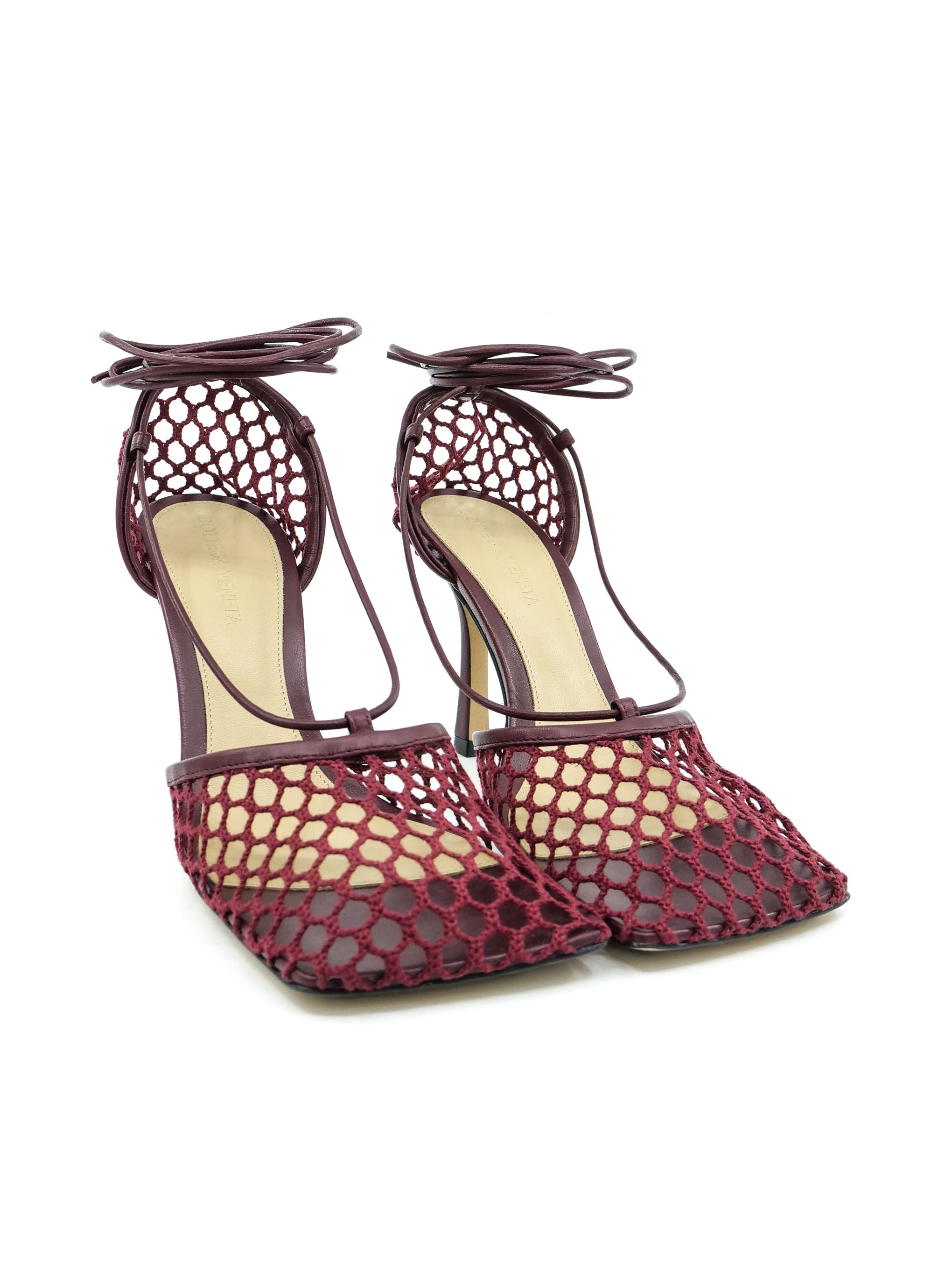 Bottega Veneta Cherry Mesh Heeled Sandals, 37