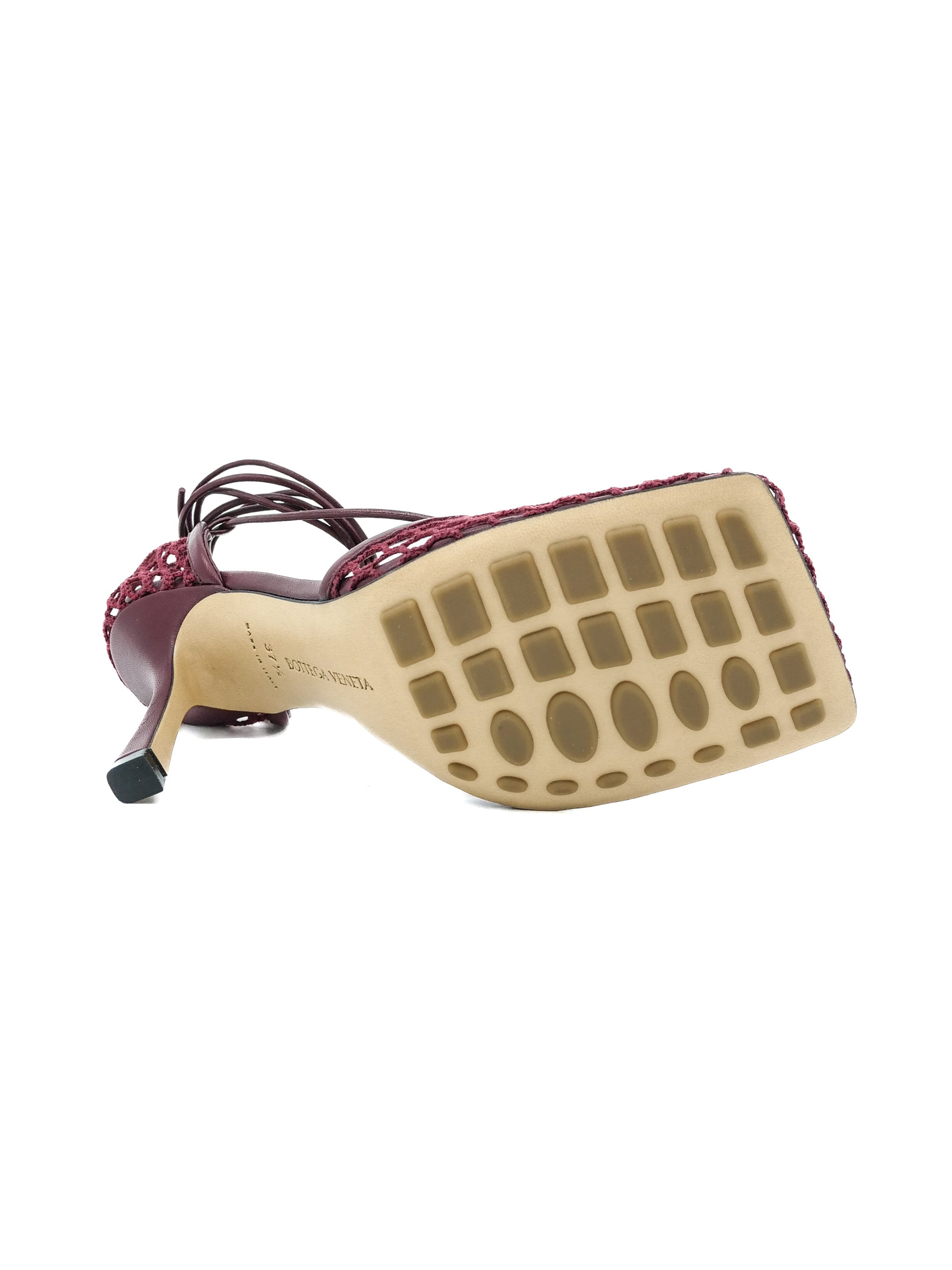 Bottega Veneta Cherry Mesh Heeled Sandals, 37