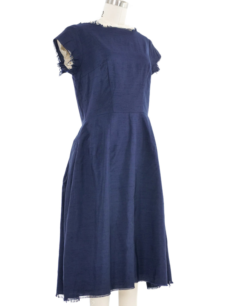 1997 Comme des Garcons Layered Navy Silk Dress Dress arcadeshops.com