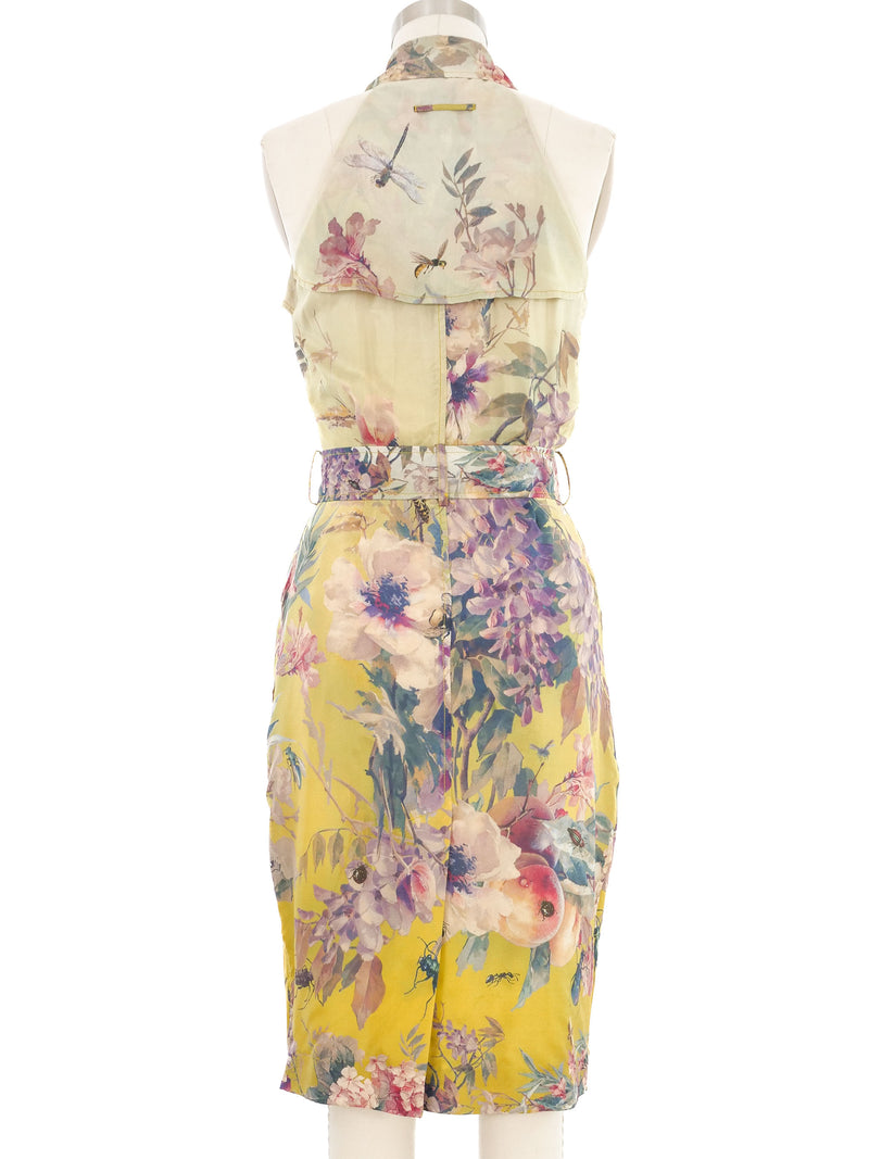 Jean Paul Gaultier Floral Print Green Silk Wrap Dress Dress arcadeshops.com