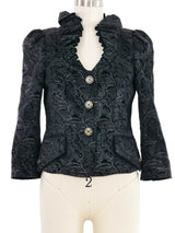 Just Cavalli Ruffle Collar Brocade Jacket Jacket arcadeshops.com
