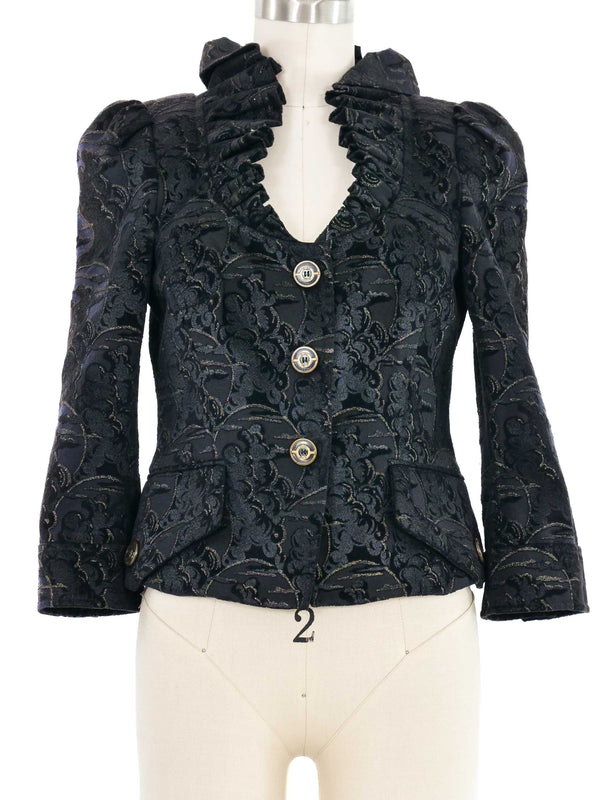 Just Cavalli Ruffle Collar Brocade Jacket Jacket arcadeshops.com