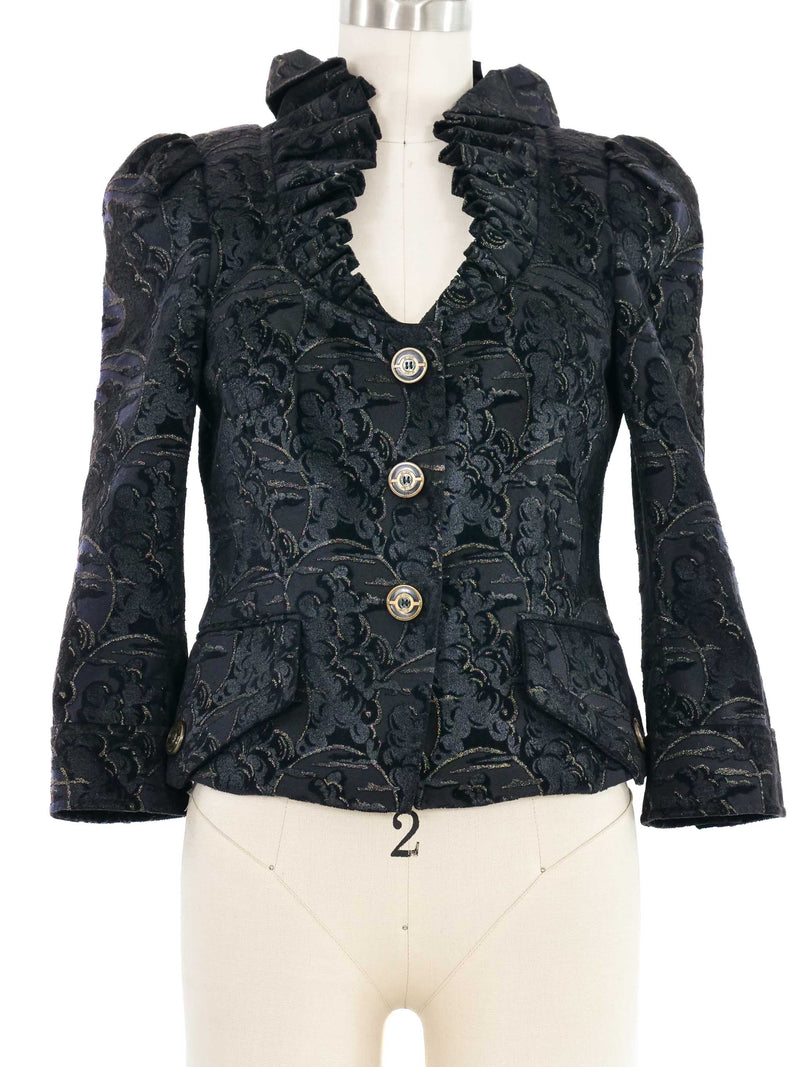 Just Cavalli Ruffle Collar Brocade Jacket Jacket arcadeshops.com