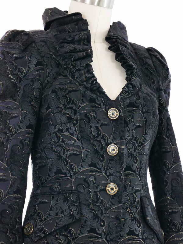 Just Cavalli Ruffle Collar Brocade Jacket Jacket arcadeshops.com