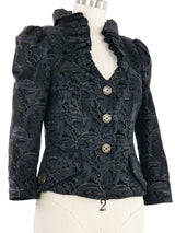 Just Cavalli Ruffle Collar Brocade Jacket Jacket arcadeshops.com