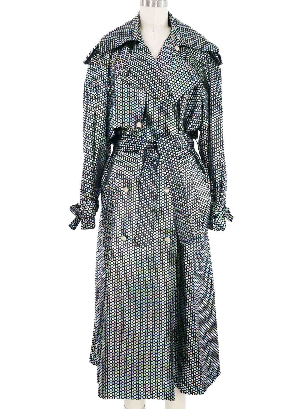 1980s Moschino Sequin Print Trench Coat