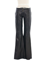 Versace Leather Boot Cut Pant Bottom arcadeshops.com
