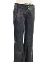Versace Leather Boot Cut Pant Bottom arcadeshops.com