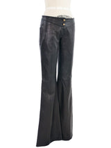 Versace Leather Boot Cut Pant Bottom arcadeshops.com