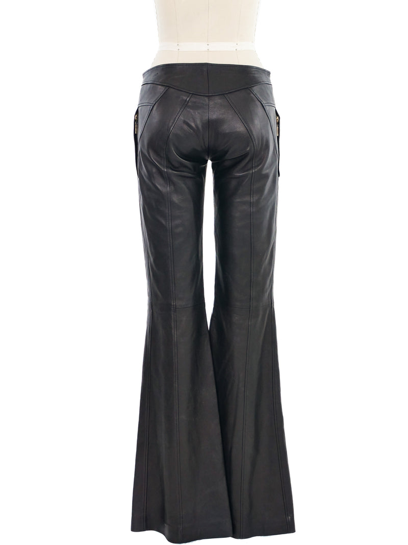 Versace Leather Boot Cut Pant Bottom arcadeshops.com
