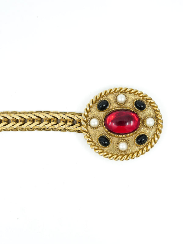 Goldtone Jeweled Buckle Belt Accessory arcadeshops.com