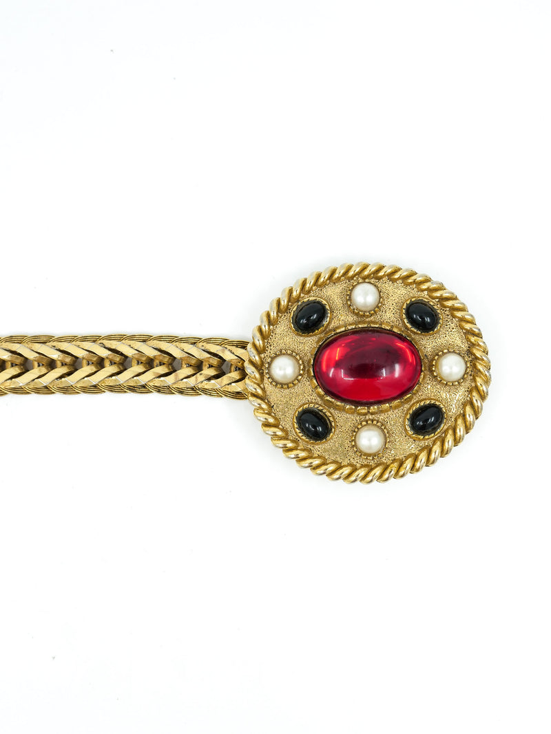 Goldtone Jeweled Buckle Belt Accessory arcadeshops.com