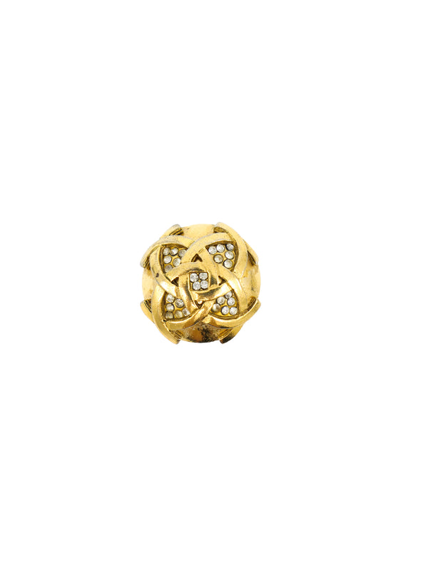 Chanel Crystal Accented Interlocking CC Earrings Jewelry arcadeshops.com