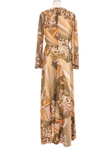 1970s Victor Costa Autumnal Floral Maxi Dress