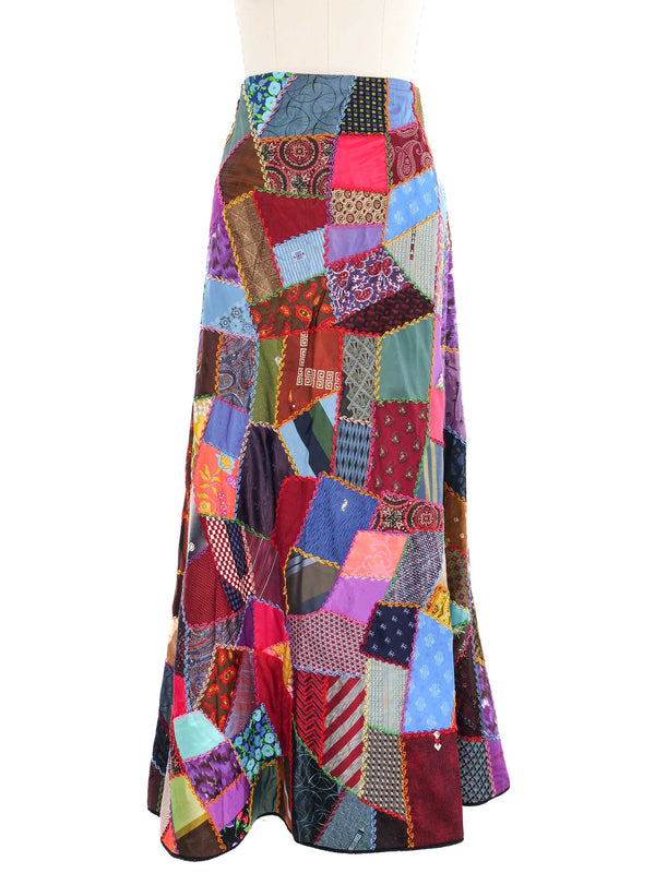 Crazy Quilt Patchwork Maxi Skirt