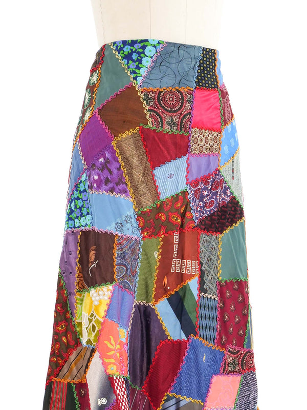 Crazy Quilt Patchwork Maxi Skirt