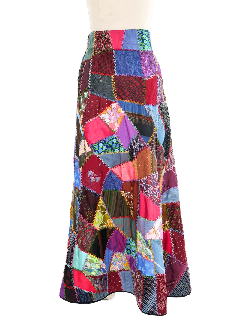 Crazy Quilt Patchwork Maxi Skirt