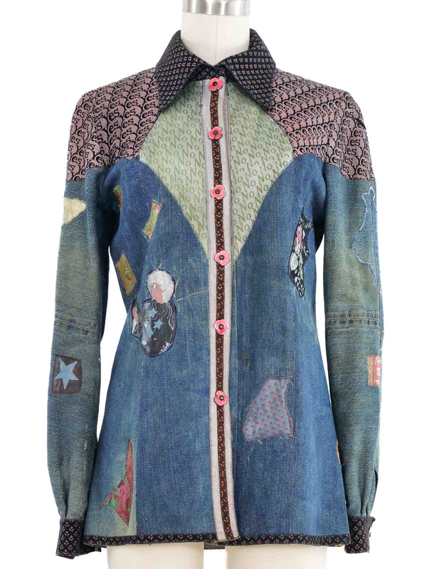1970s Roberto Cavalli Yes No Denim Jacket