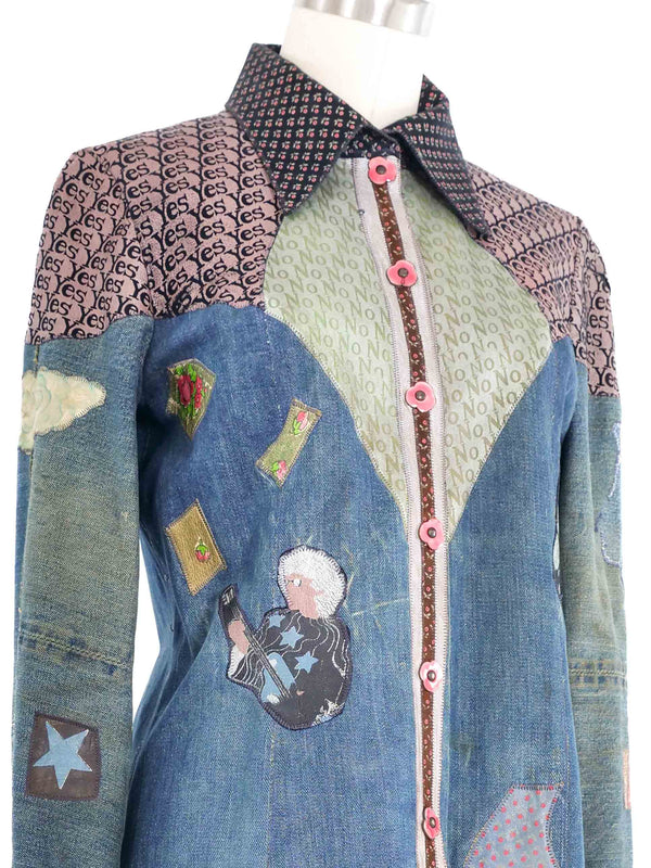 1970s Roberto Cavalli Yes No Denim Jacket
