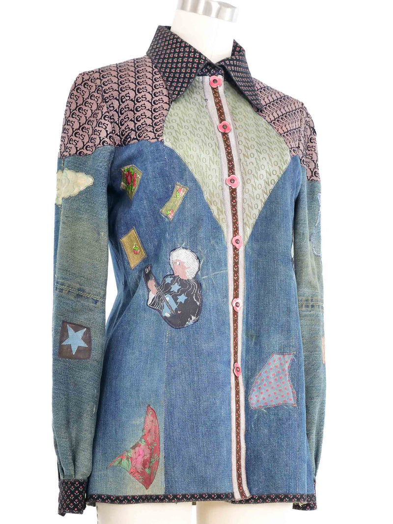 1970s Roberto Cavalli Yes No Denim Jacket