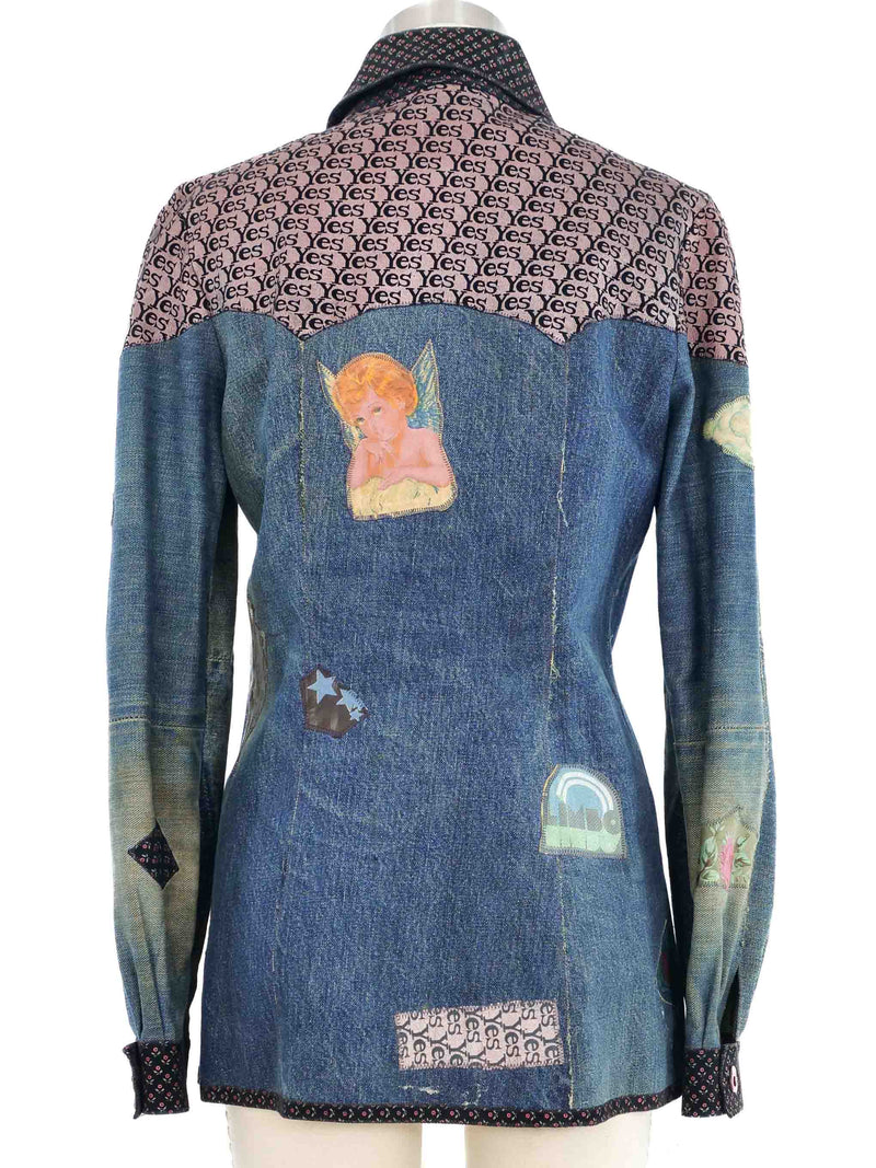 1970s Roberto Cavalli Yes No Denim Jacket