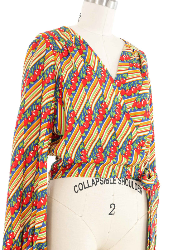 Cherry Printed Wrap Top