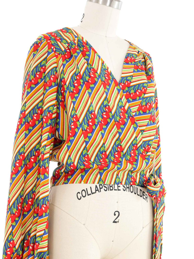 Cherry Printed Wrap Top