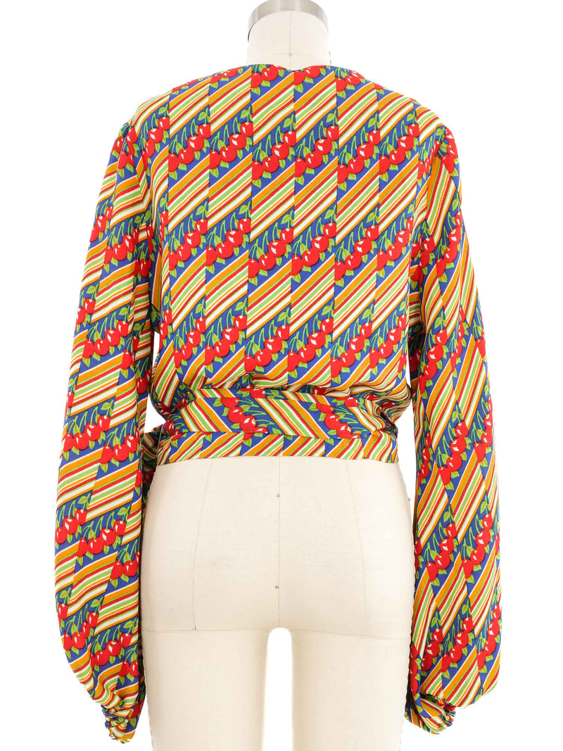 Cherry Printed Wrap Top
