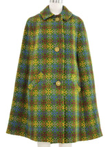 1960s Green Wool Tweed Cape Coat