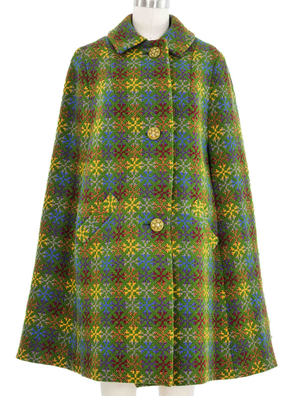 1960s Green Wool Tweed Cape Coat