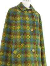 1960s Green Wool Tweed Cape Coat