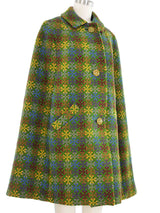 1960s Green Wool Tweed Cape Coat