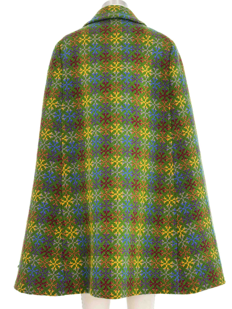 1960s Green Wool Tweed Cape Coat