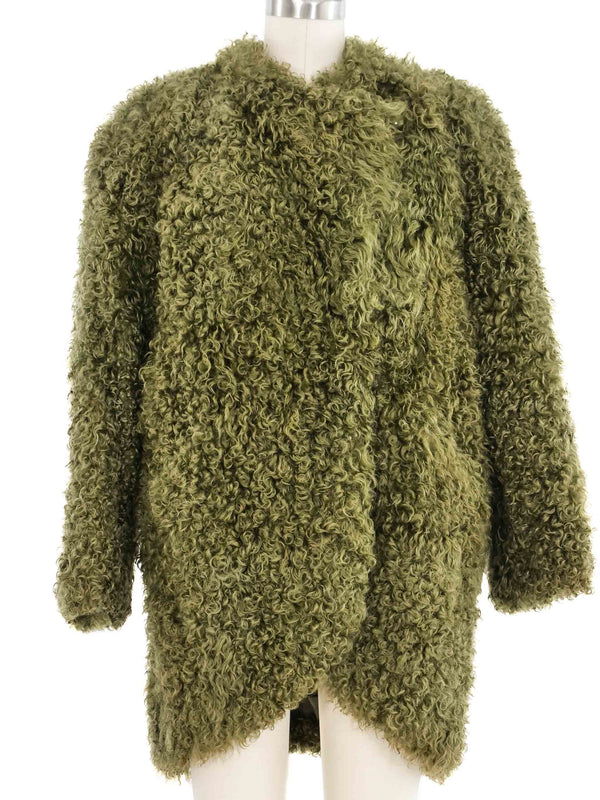 Green Curly Lamb Fur Coat