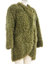 Green Curly Lamb Fur Coat