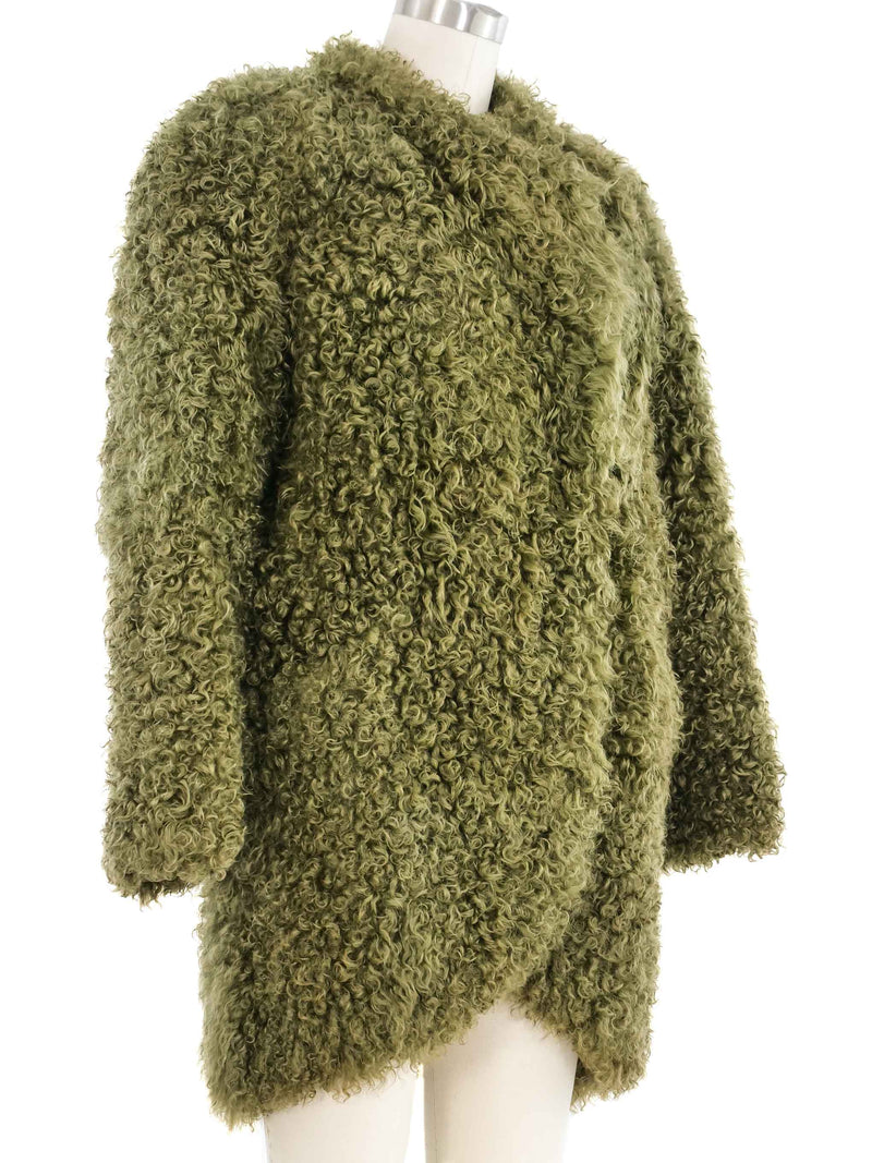 Green Curly Lamb Fur Coat