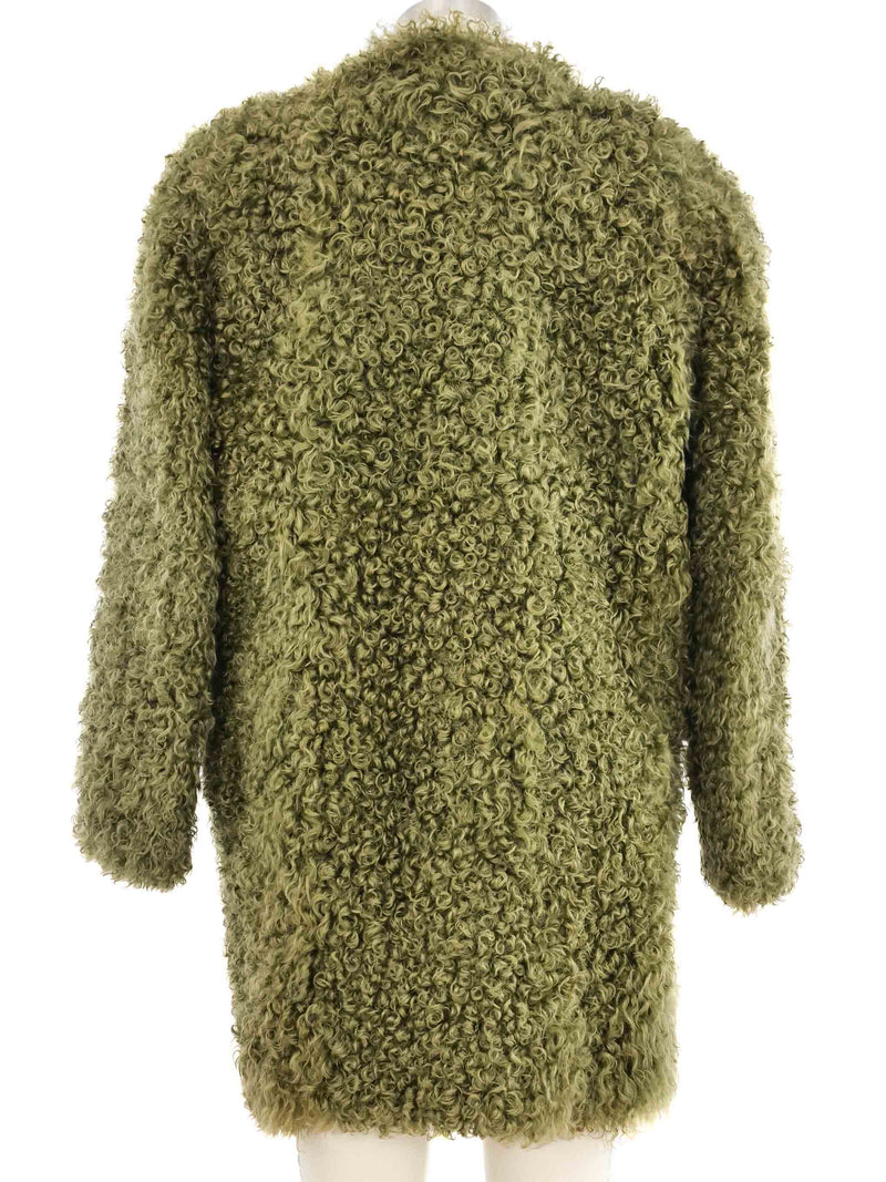 Green Curly Lamb Fur Coat
