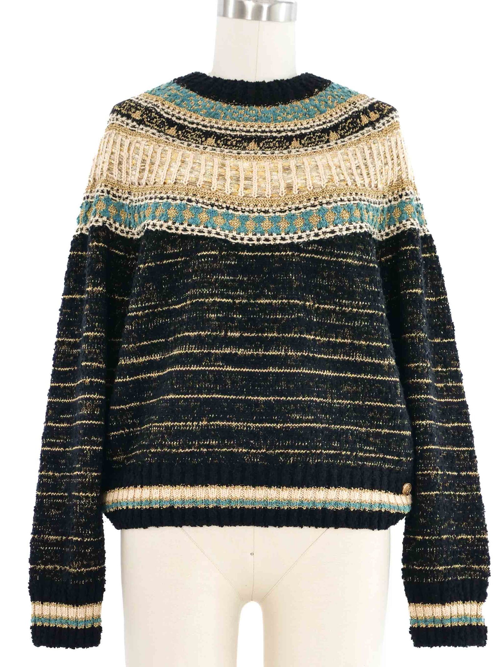 2019 Chanel Egyptian Collection Metallic Knit Sweater
