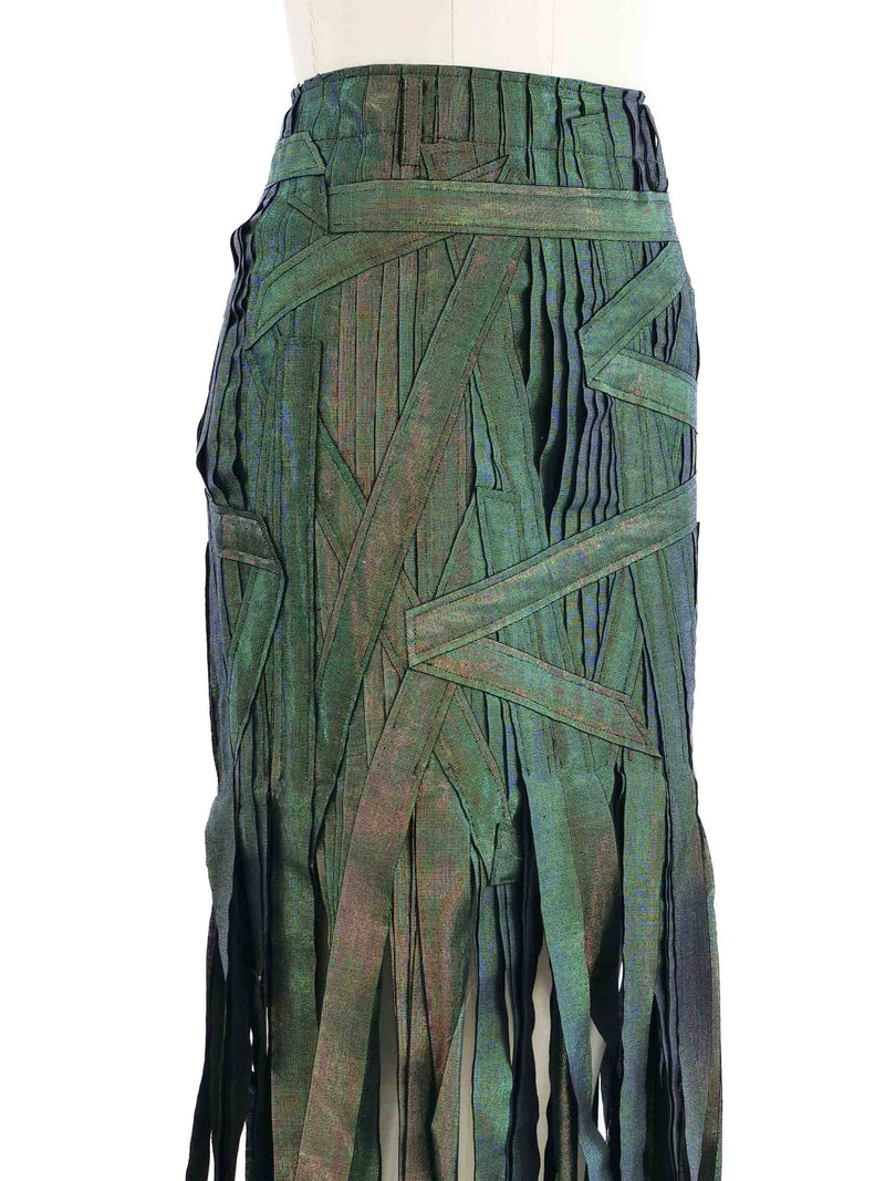 2002 Issey Miyake Iridescent Green Fringe Skirt Bottom arcadeshops.com