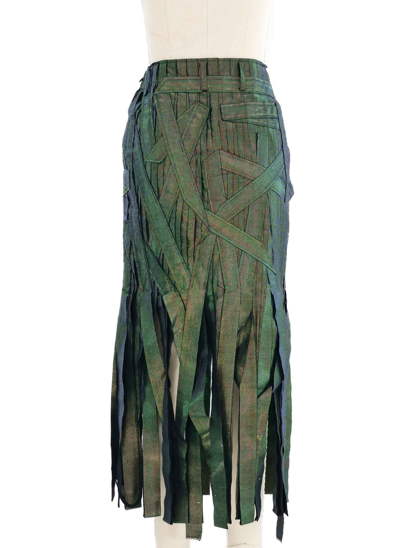 2002 Issey Miyake Iridescent Green Fringe Skirt Bottom arcadeshops.com