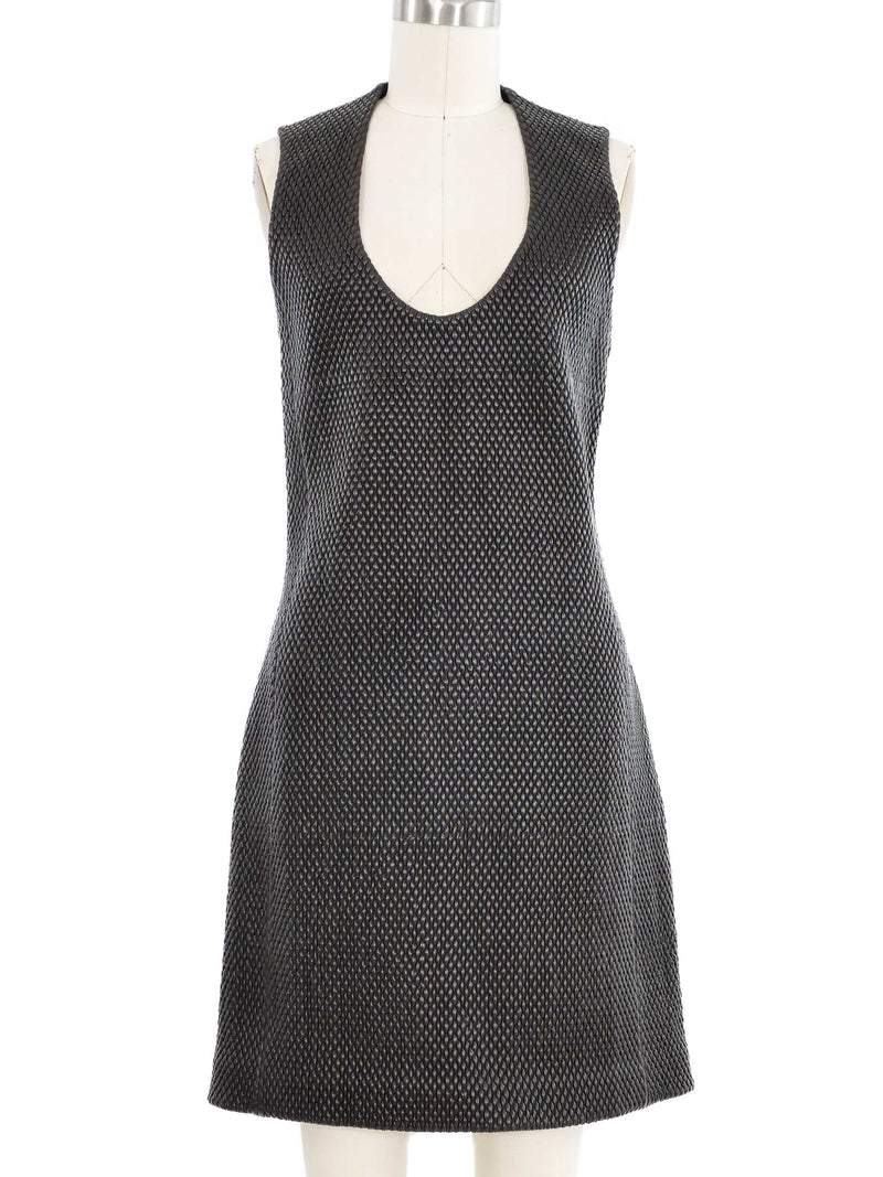 2021 Bottega Veneta Quilted Brown Leather Dress