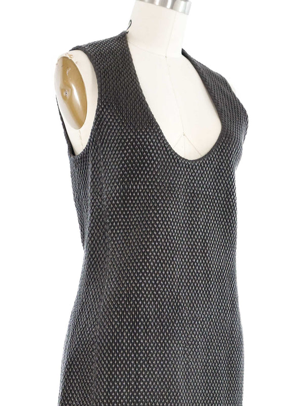 2021 Bottega Veneta Quilted Brown Leather Dress