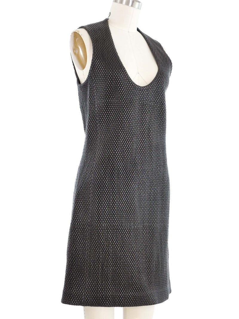 2021 Bottega Veneta Quilted Brown Leather Dress