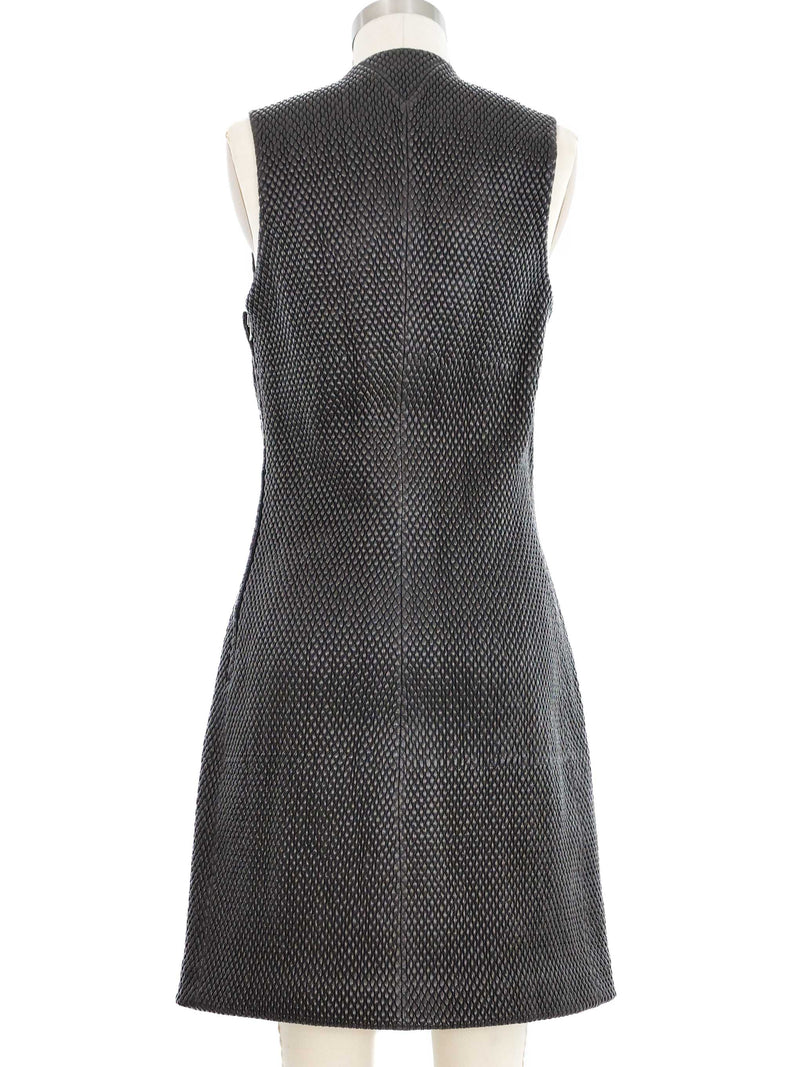 2021 Bottega Veneta Quilted Brown Leather Dress