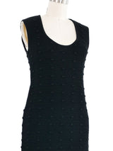 2021 Bottega Veneta Black Knit Pom Pom Dress
